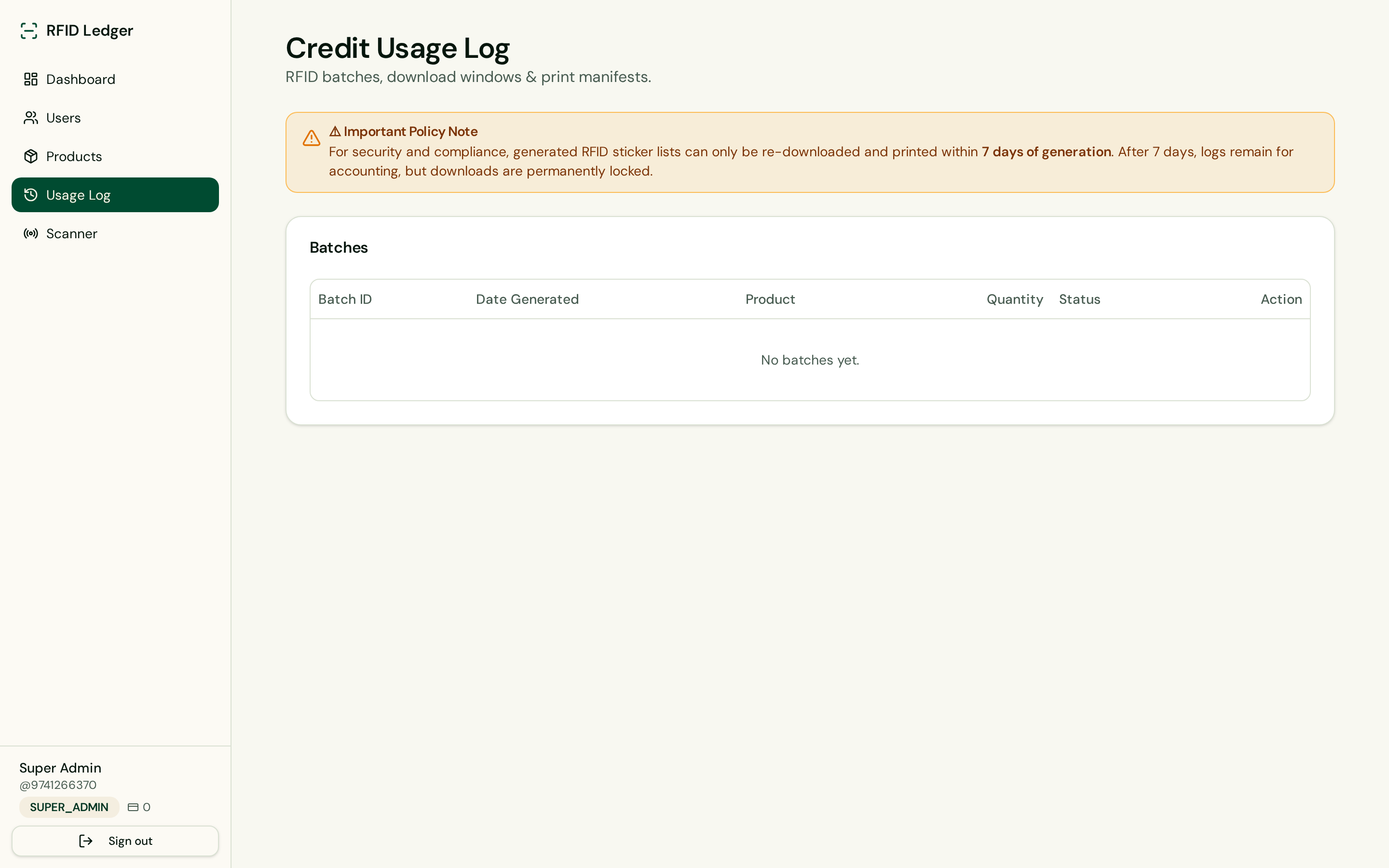 Usage log & 7-day print lock